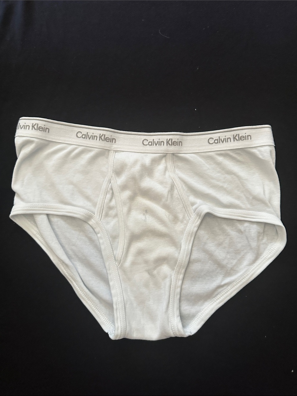 Calvin Klein White Men's Cotton Briefs with Logo Waistband